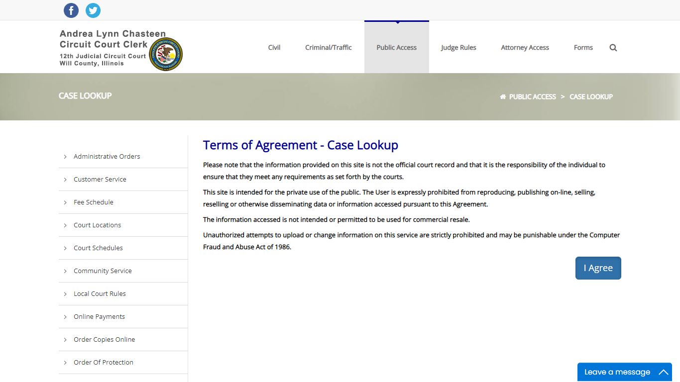 Case Lookup - The Will County Circuit Court Clerk